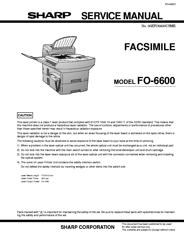 Sharp Fo 6600 Service Manual Download Schematics Eeprom Repair