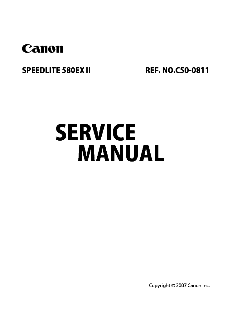 CANON SPEEDLITE 580EX II C50-0811 REPAIR MANUAL Service Manual download