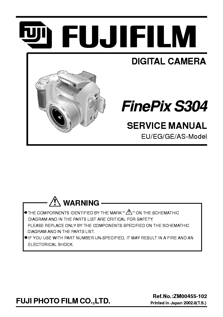 Verward parlement Afwijking FUJI FINEPIX S304 SM Service Manual download, schematics, eeprom, repair  info for electronics experts