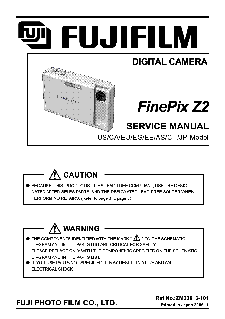 FUJI FINEPIX Z2 Service Manual Download, Schematics, Eeprom, Repair ...