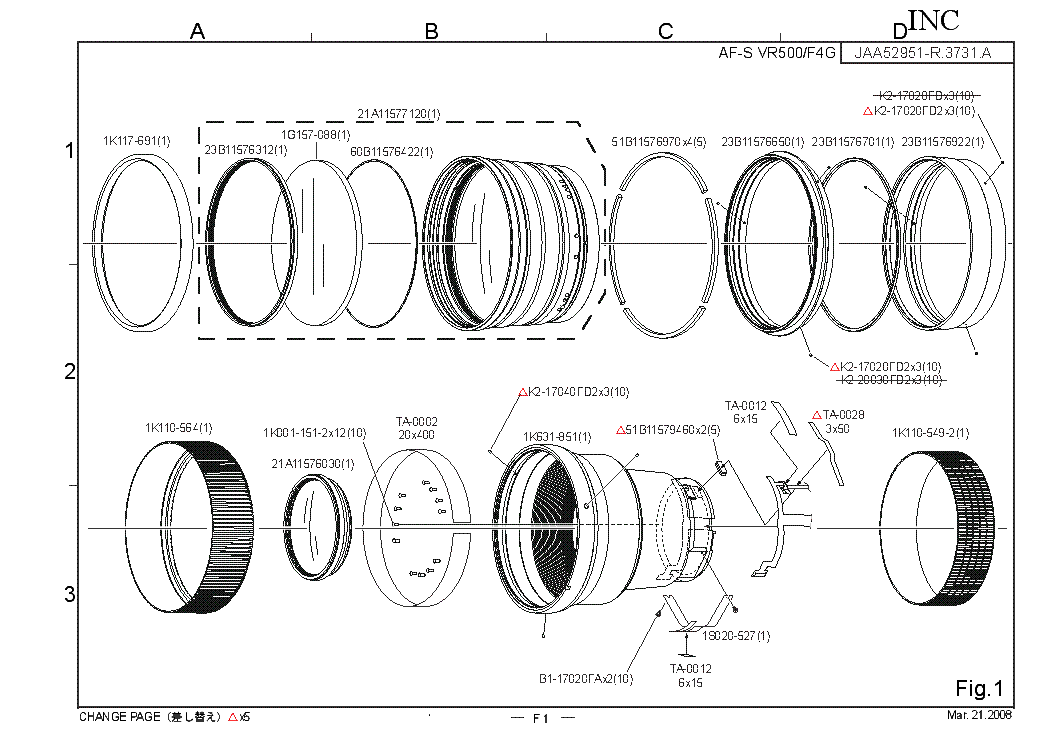 NIKON AF-S NIKKOR 500MM F4G VR ED JAA52951 PARTS LIST service manual (2nd page)