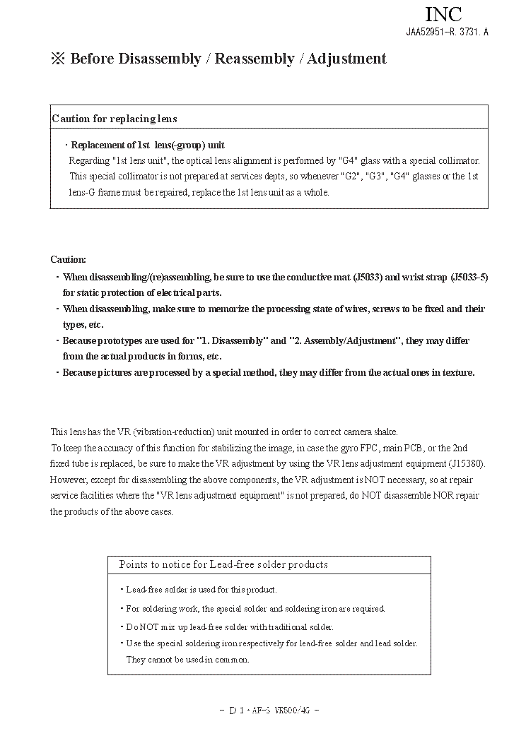 NIKON AF-S NIKKOR 500MM F4G VR ED JAA52951 SM service manual (2nd page)