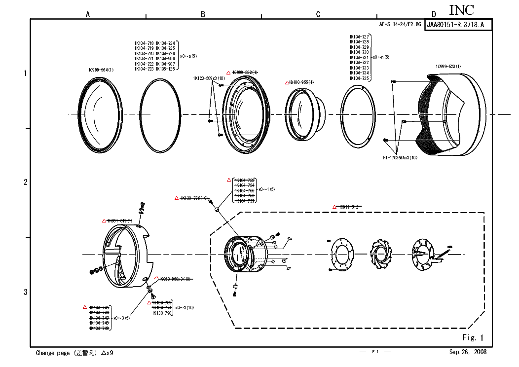 NIKON AF-S ZOOM-NIKKOR ED 14-24MM F2.8G IF JAA80151 PARTS LIST service manual (2nd page)