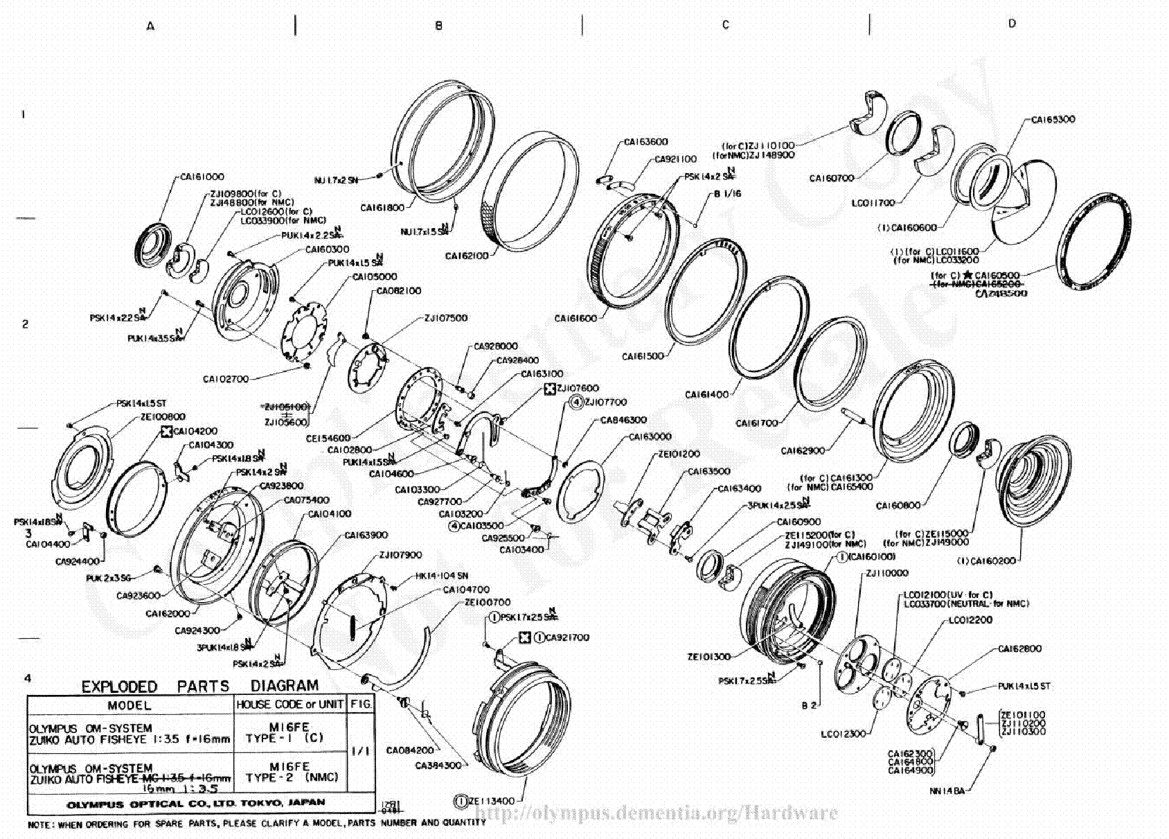 OLYMPUS 16MM F3.5 EXPLODED PARTS DIAGRAM Service Manual download ...