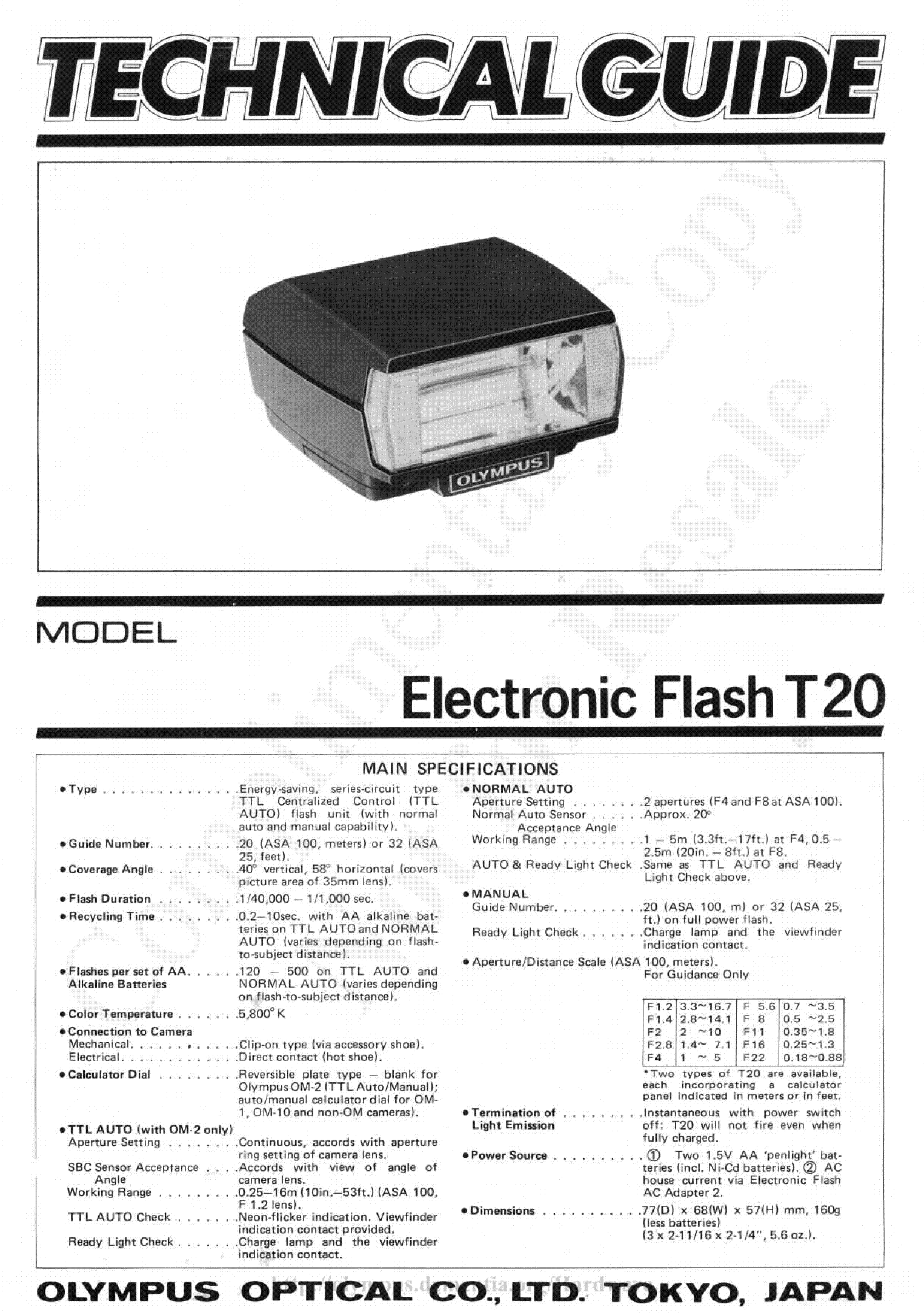 OLYMPUS T-20 SCH service manual (1st page)