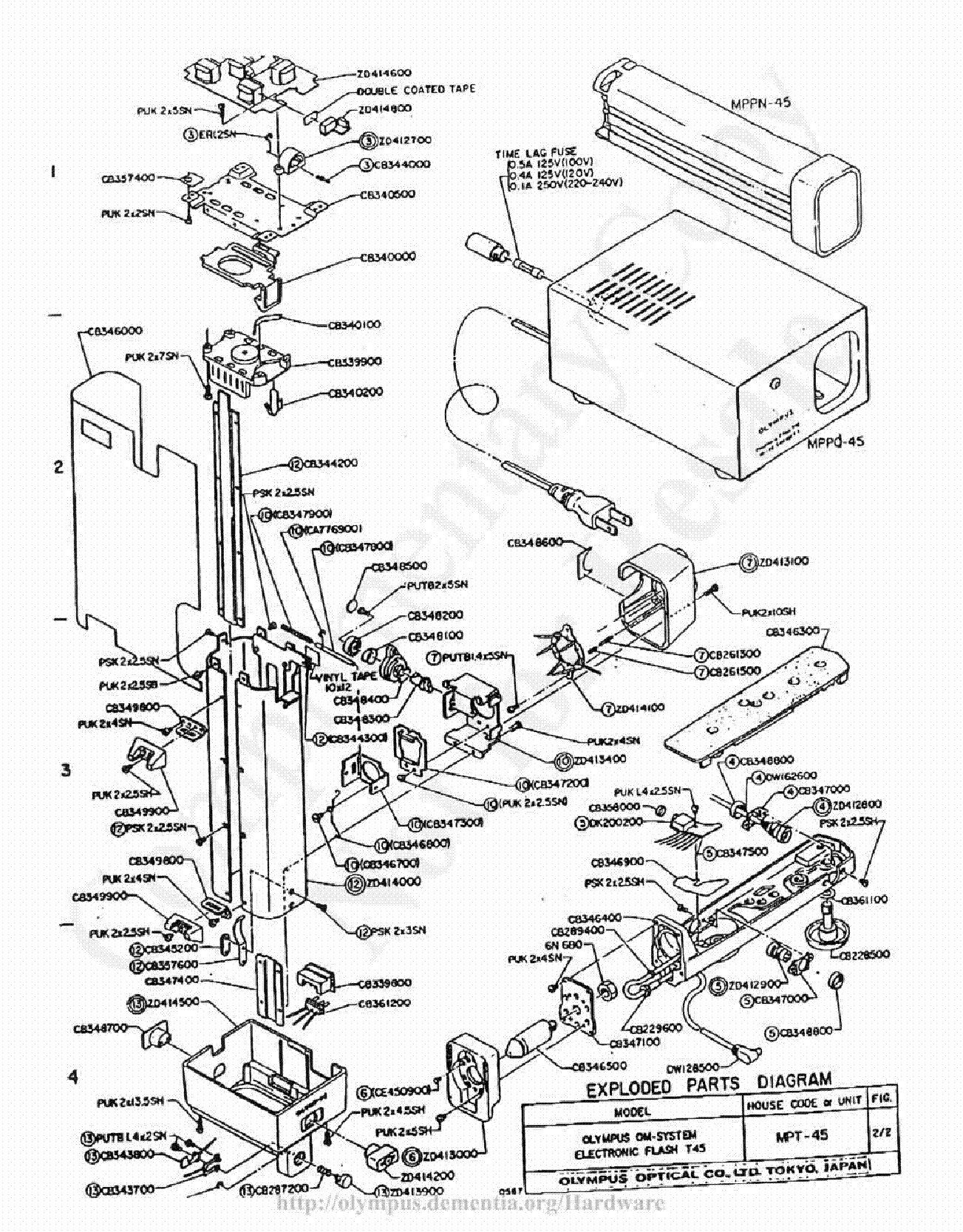 OLYMPUS T-45 EXPLODED PARTS DIAGRAM service manual (2nd page)