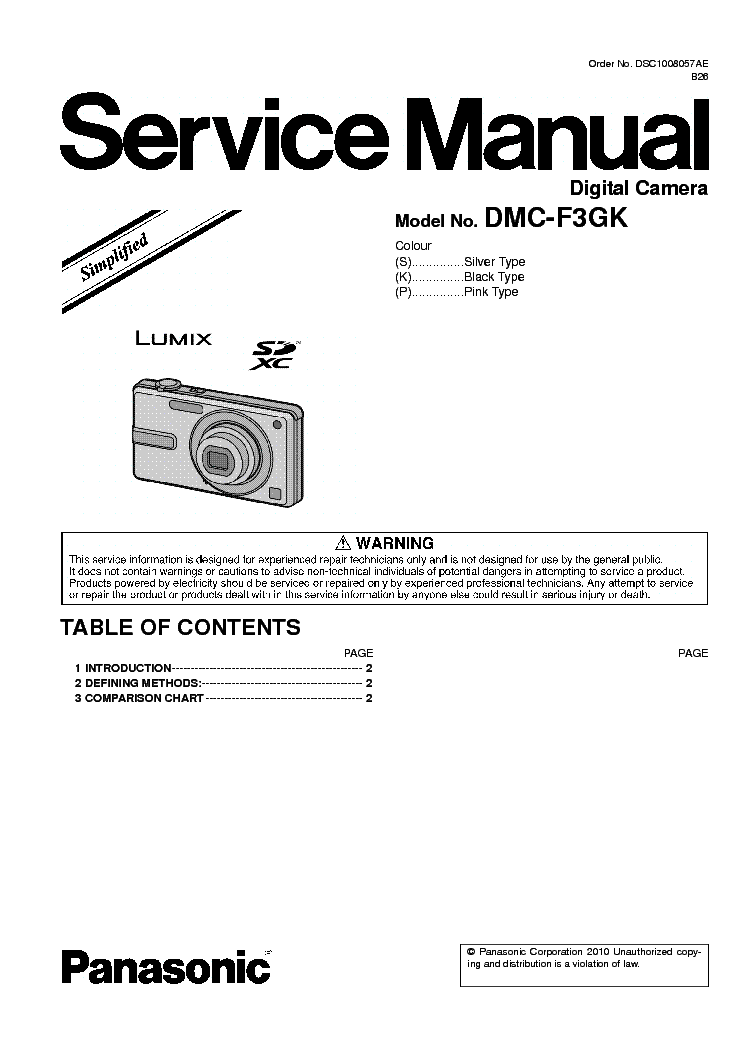 PANASONIC DMC-F3GK SM service manual (1st page)