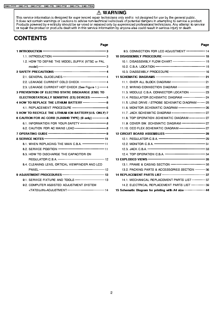 PANASONIC DMC-F7PP E E1 B B1 A EN SM service manual (2nd page)