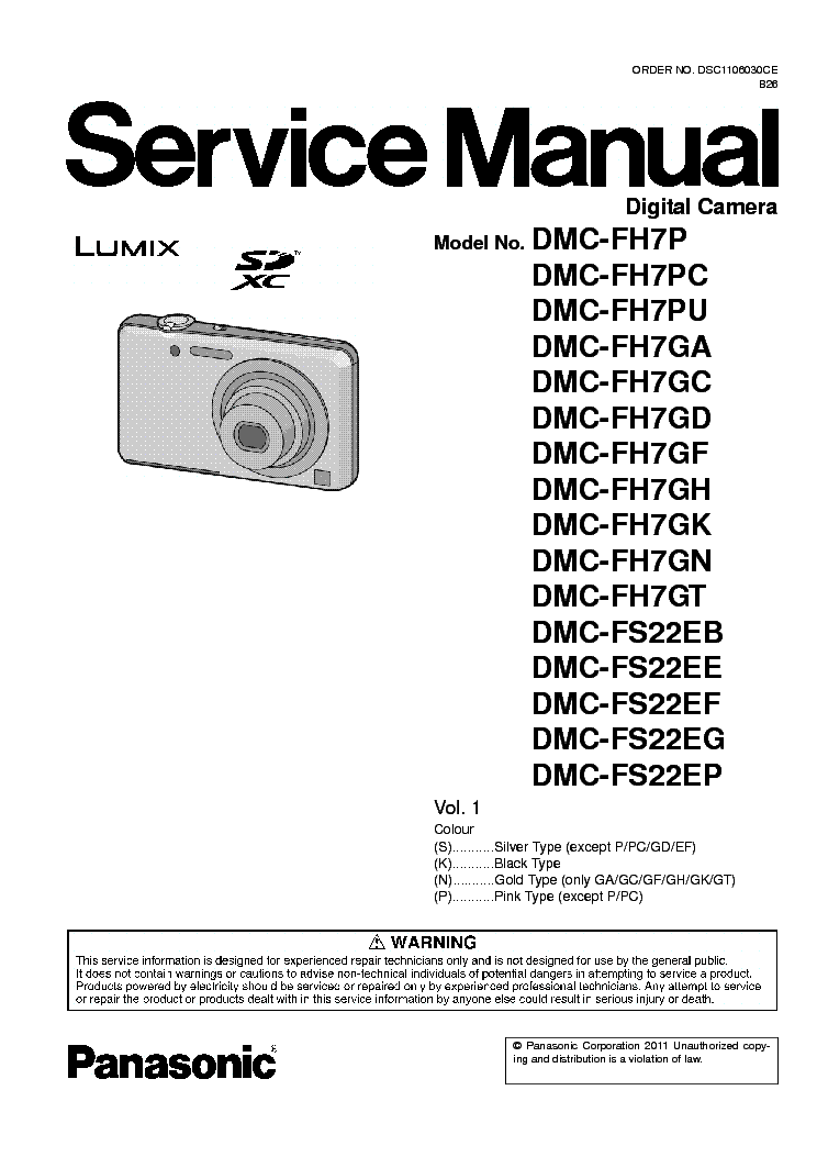 PANASONIC DMC-FH7 DMC-FS22 SM Service Manual download, schematics