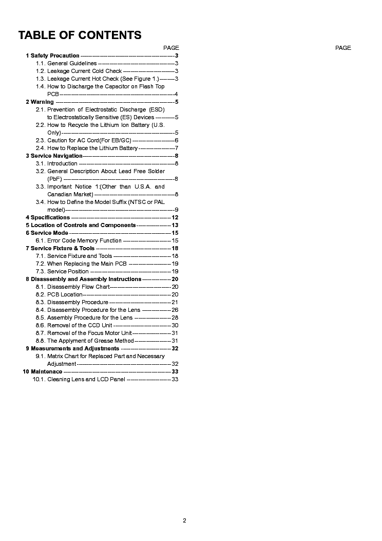 PANASONIC DMC-FS5 service manual (2nd page)