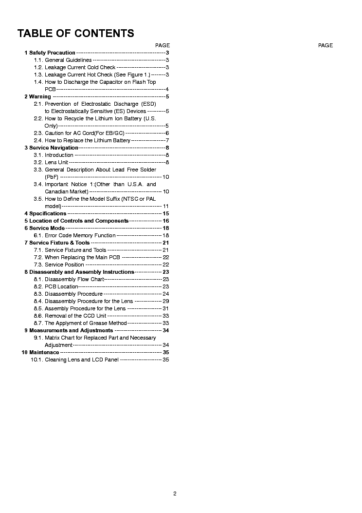 PANASONIC DMC-FS7 service manual (2nd page)