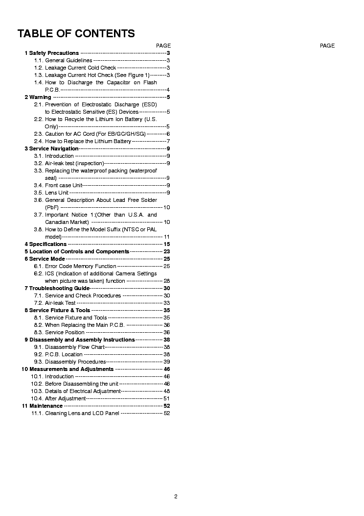 PANASONIC DMC-FT2 TS2 service manual (2nd page)