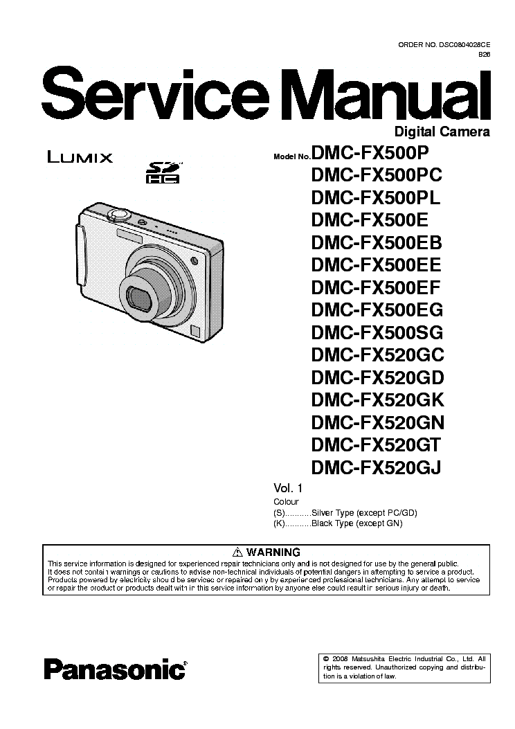 PANASONIC DMC-FX500P SM service manual