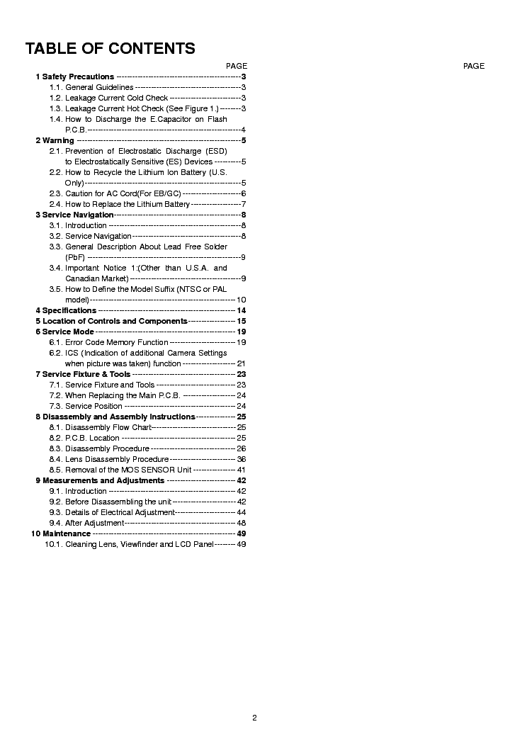 PANASONIC DMC-FZ100 SM service manual (2nd page)