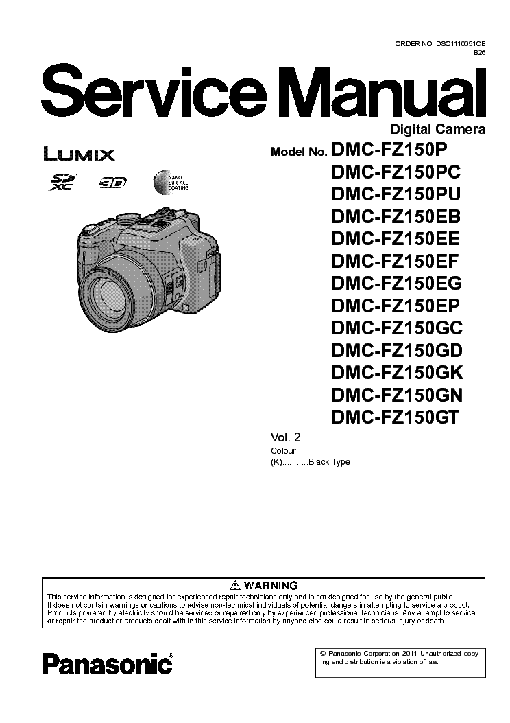 PANASONIC DMC-FZ150 VOL 2 service manual (1st page)