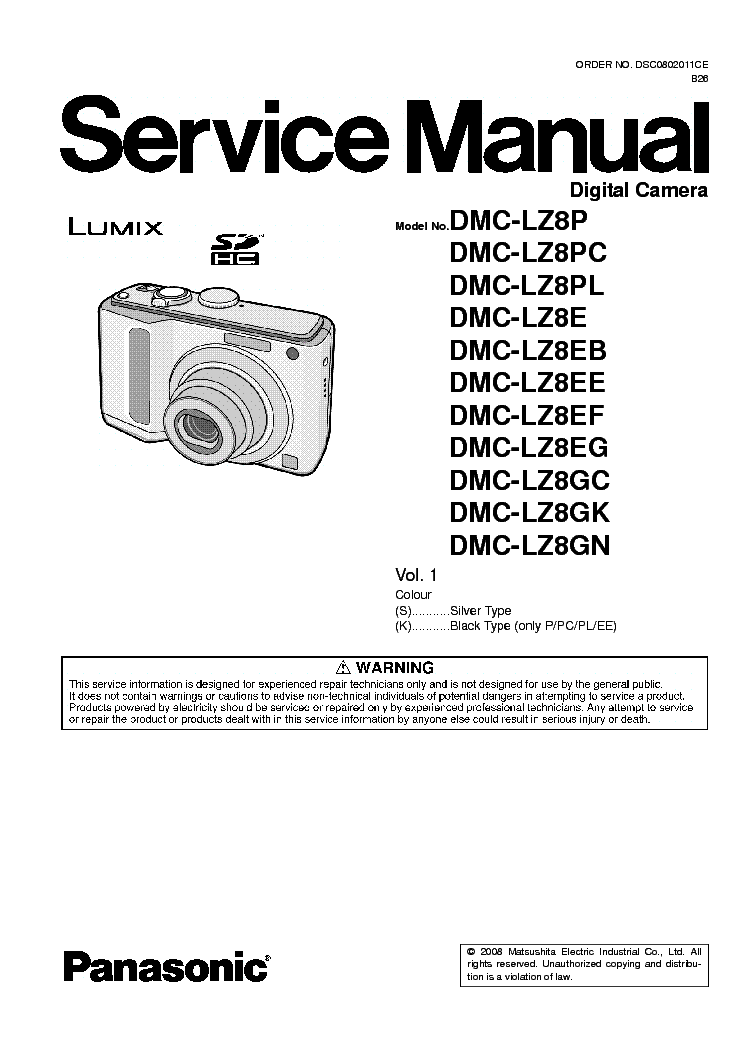PANASONIC DMC-LZ8P SM service manual (1st page)