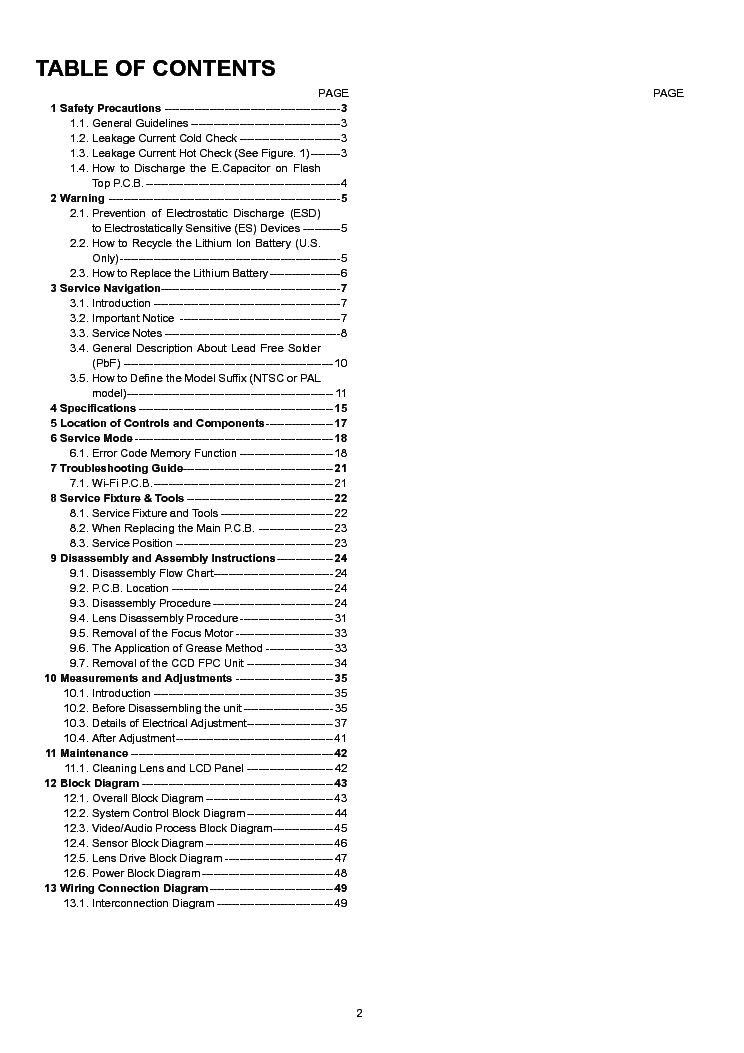 PANASONIC DMC-SZ5 SM service manual (2nd page)