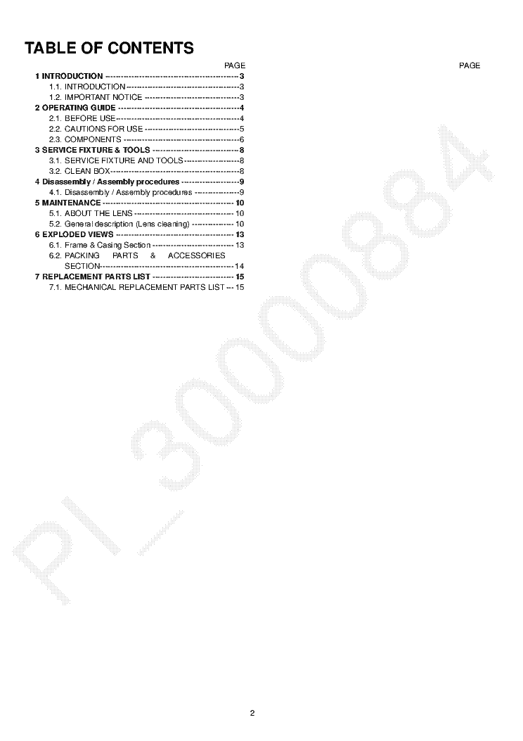 PANASONIC H-FS014042 CAMERA LENS service manual (2nd page)