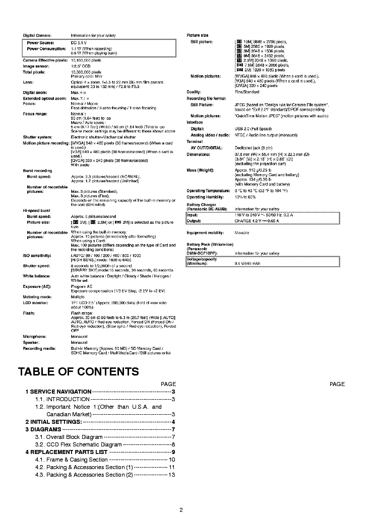 PANASONIC LUMIX DMC-FS42-XX SM service manual (2nd page)