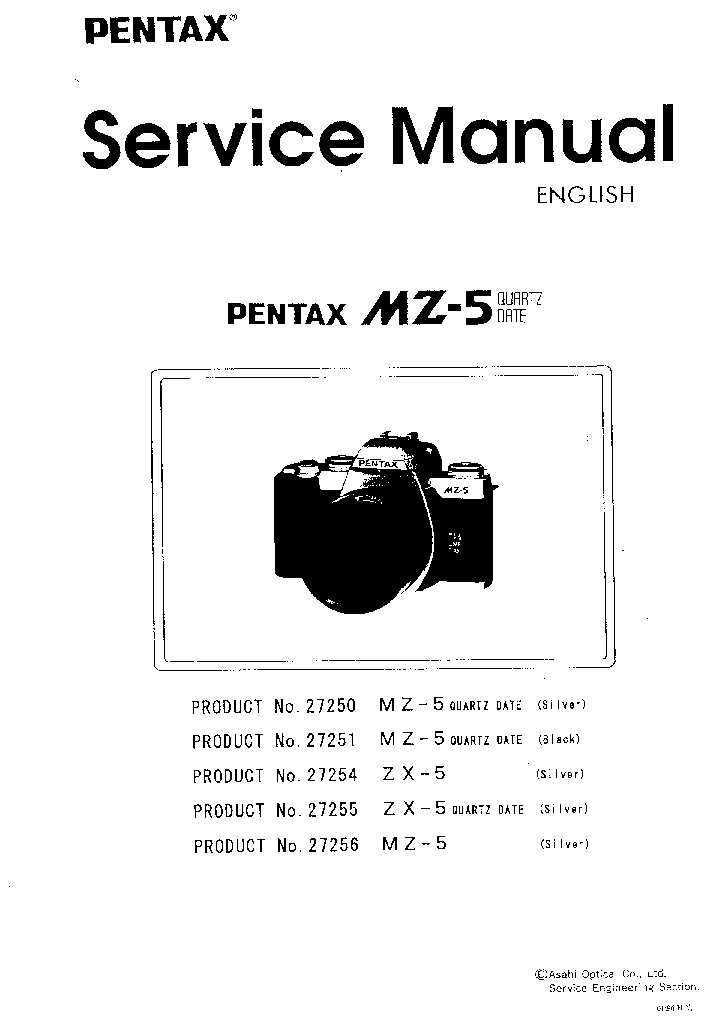 PENTAX MZ-5-QUARTZ DATE CAMERA 1996 SM service manual