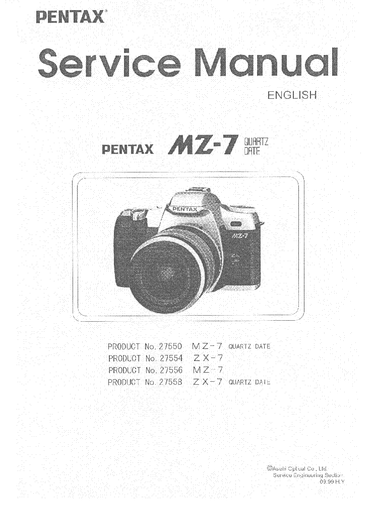 PENTAX MZ7 ZX7-QUARTZ DATE CAMERA 1999 SM service manual