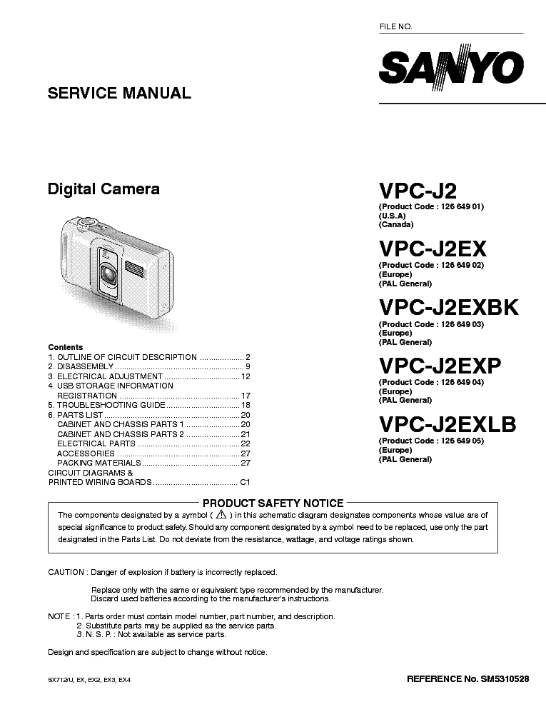 SANYO VP-CJ2 service manual
