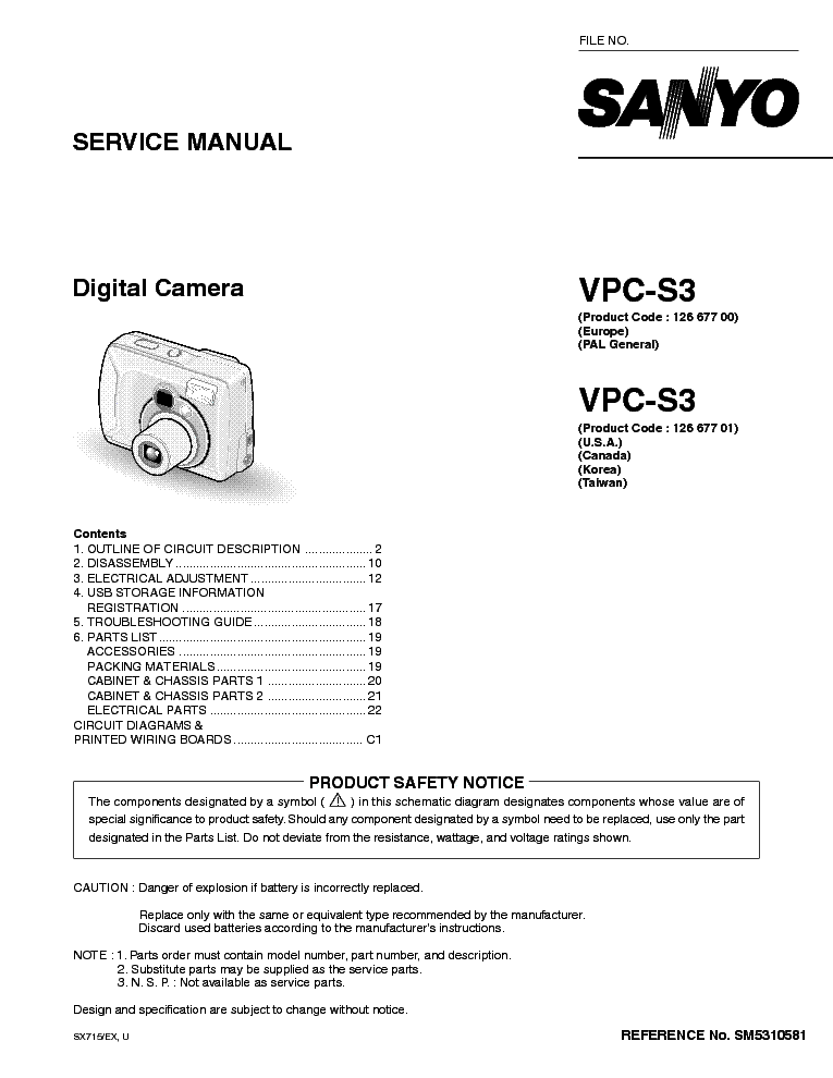 SANYO VPC-S3EX SM service manual