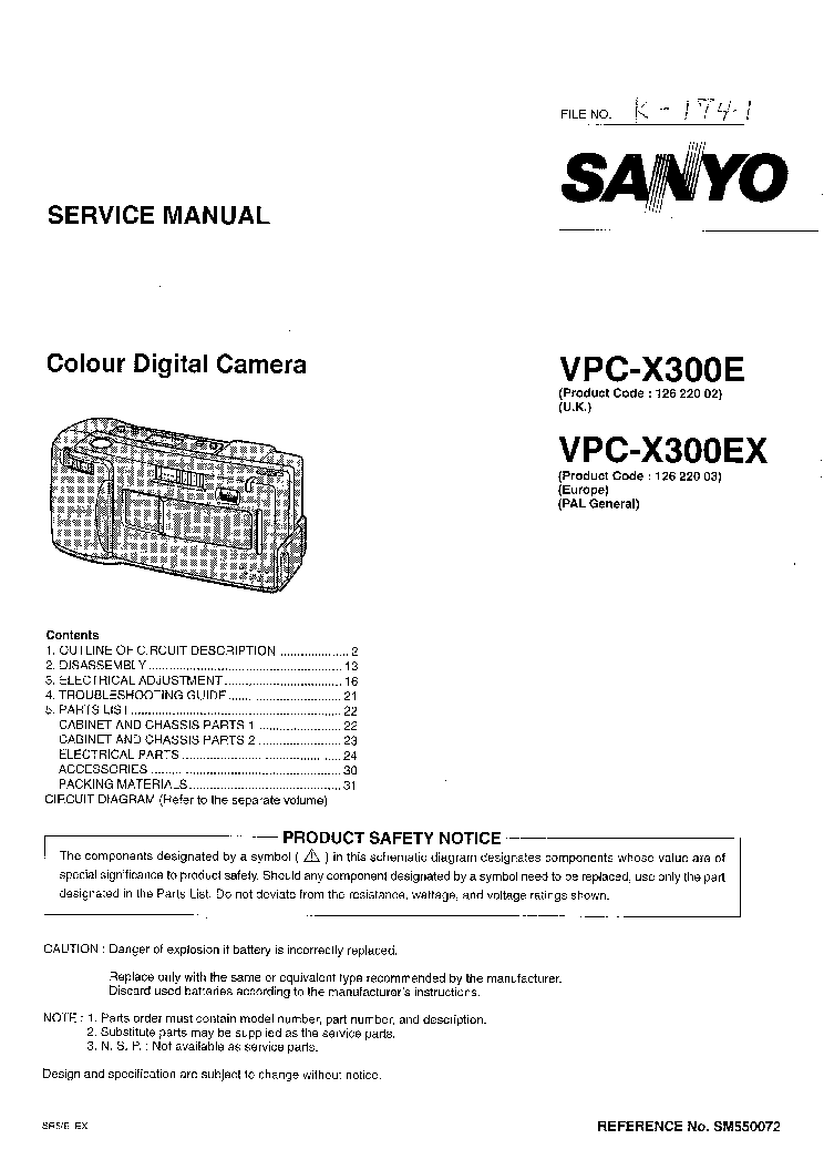 SANYO VPC-X300EX SM service manual