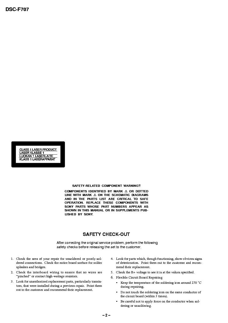 SONY DSC-F707 SM service manual (2nd page)