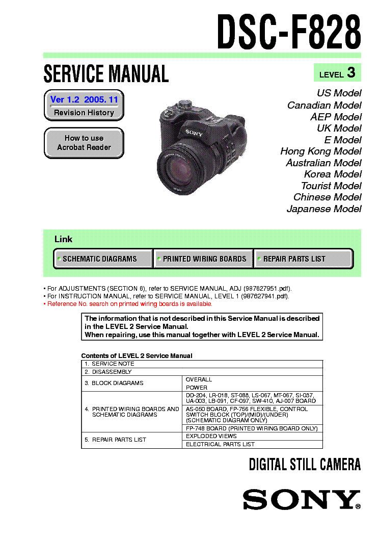 SONY DSC-F828 LEVEL-3 VER-1.2 SM service manual