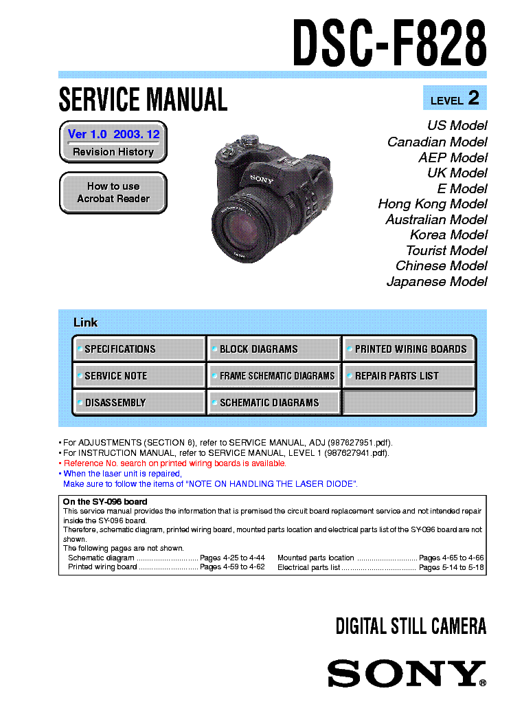 SONY DSC-F828 LEVEL2 VER1.0 service manual
