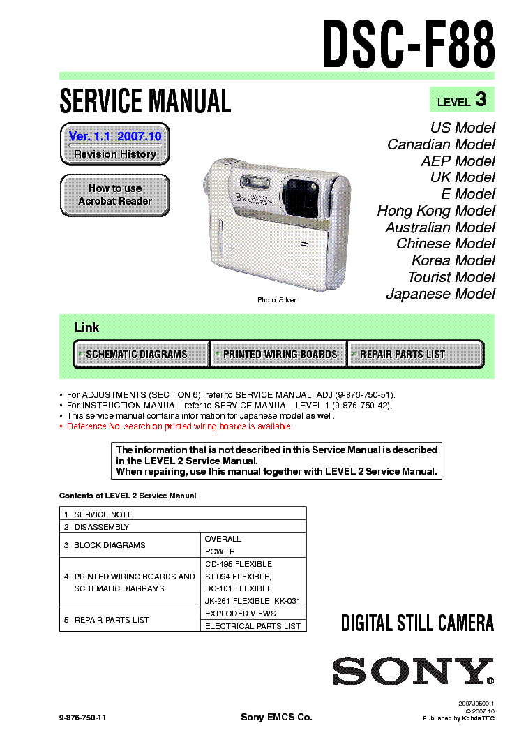 SONY DSC-F88 service manual