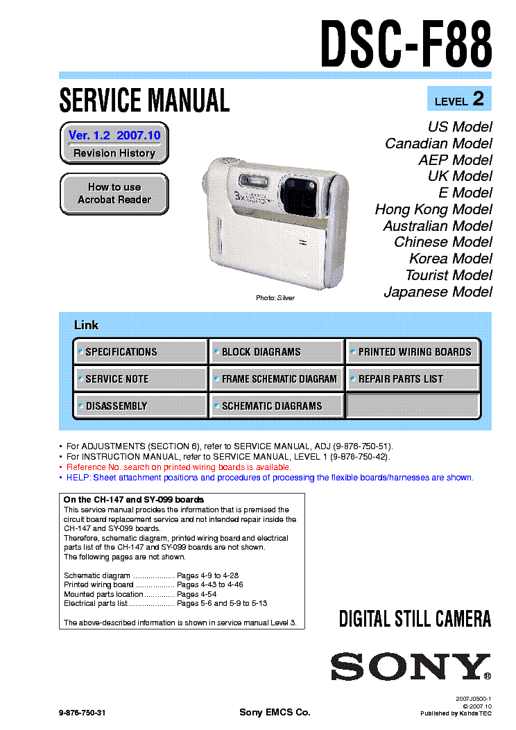 SONY DSC-F88 LEVEL-2 VER-1.2 SM service manual