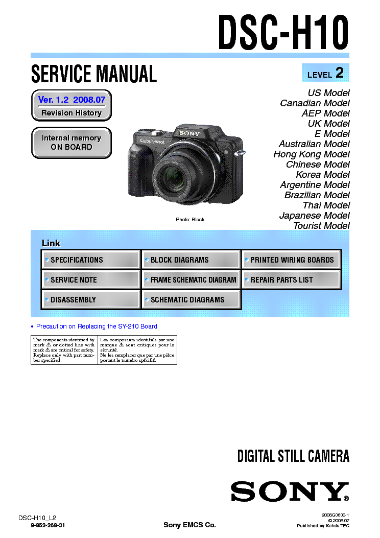 SONY DSC-H10 LEVEL2 VER1.2 service manual