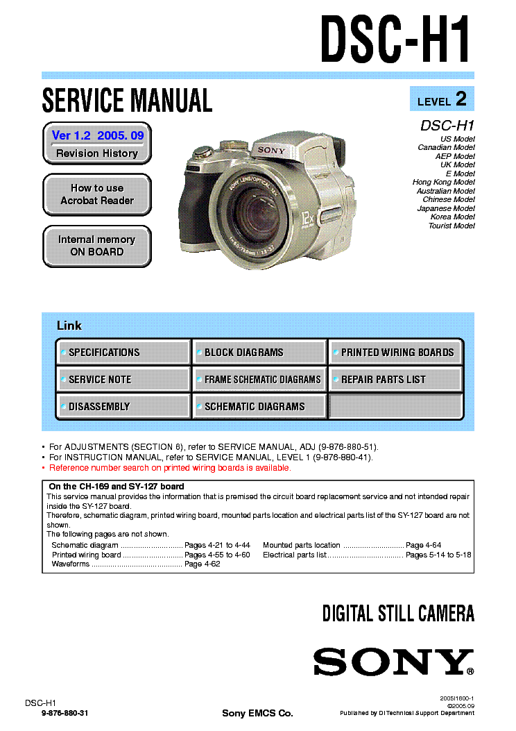 SONY DSC-H1 LEVEL2 VER1.2 service manual