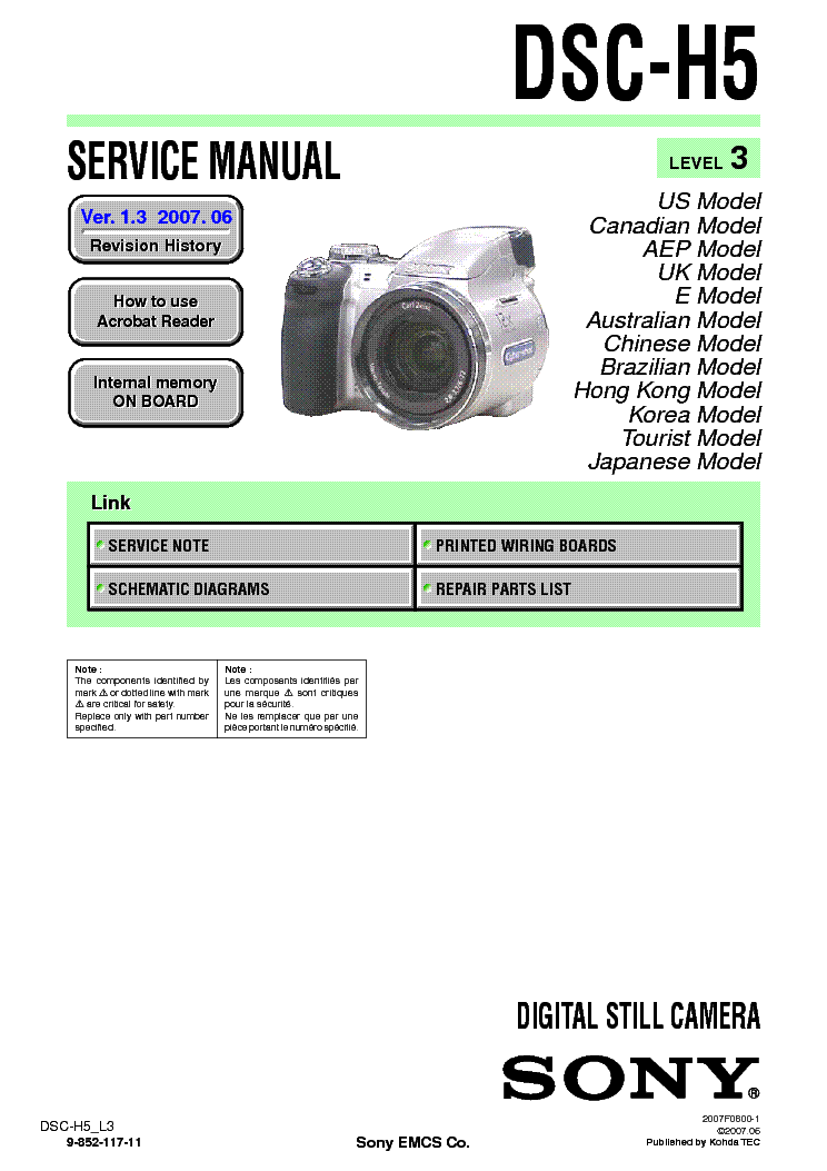 SONY DSC-H5 LEVEL3 VER1.3 service manual
