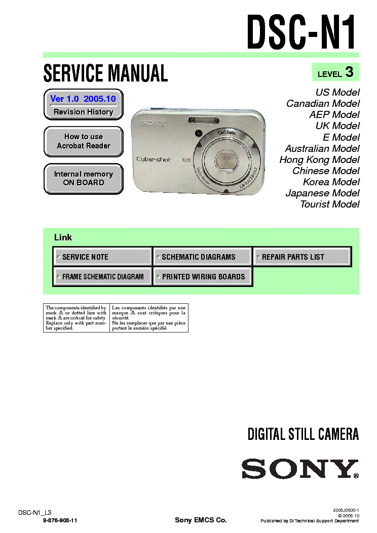 SONY DSC-N1 LEVEL3 VER1.0 service manual