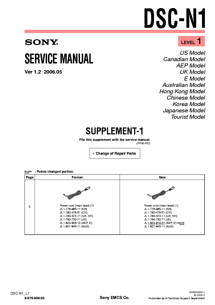 SONY DSC-N1 SUPP LEVEL1 VER1.2 service manual