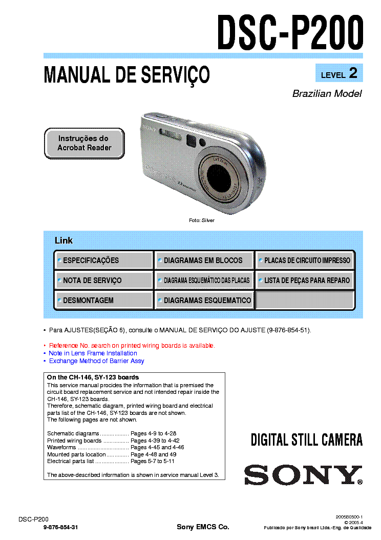 SONY DSC-P200 L2 BR service manual