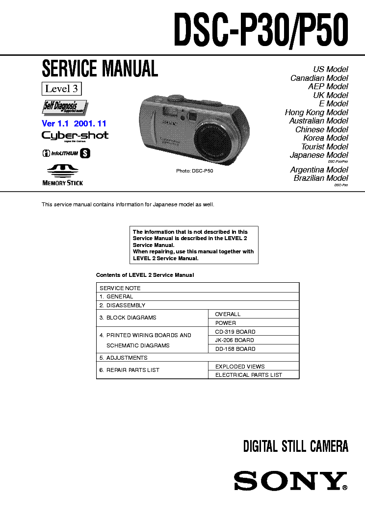 SONY DSC-P30 P50 LEVEL-3 VER-1.1 service manual