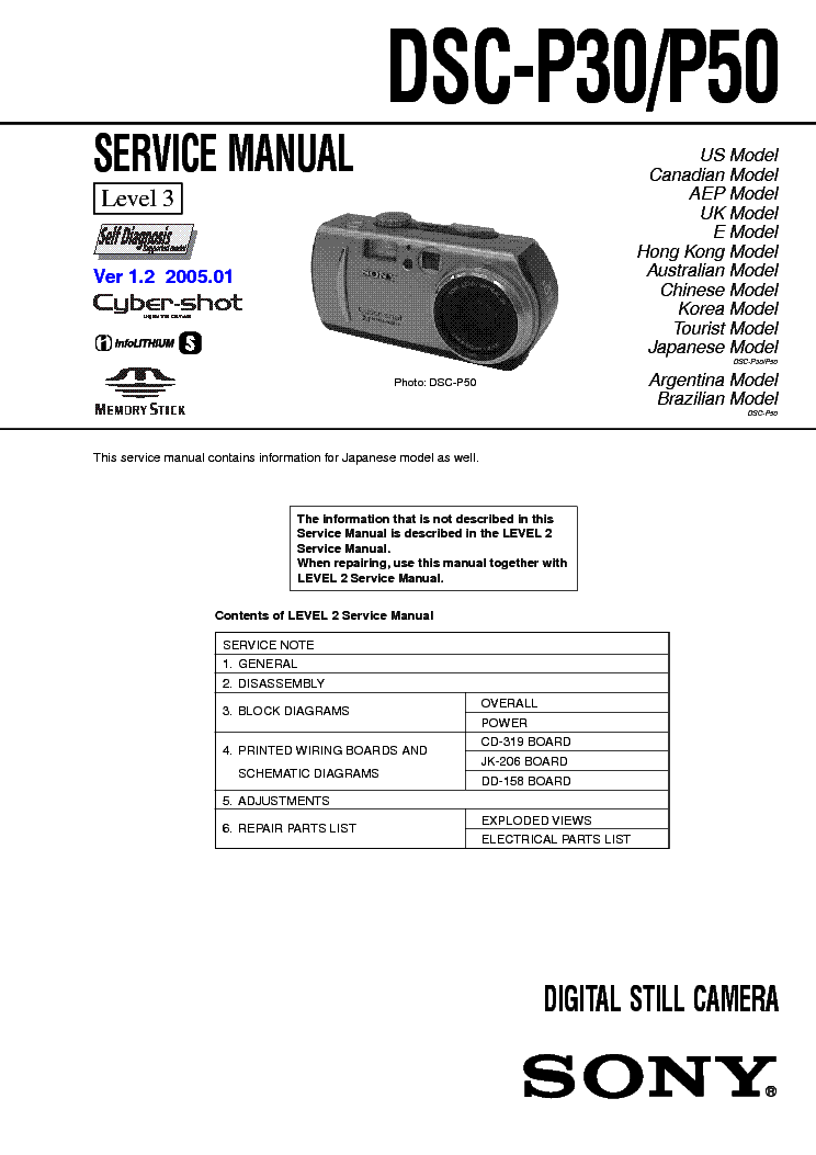 SONY DSC-P30 P50 LEVEL-3 VER-1.2 service manual