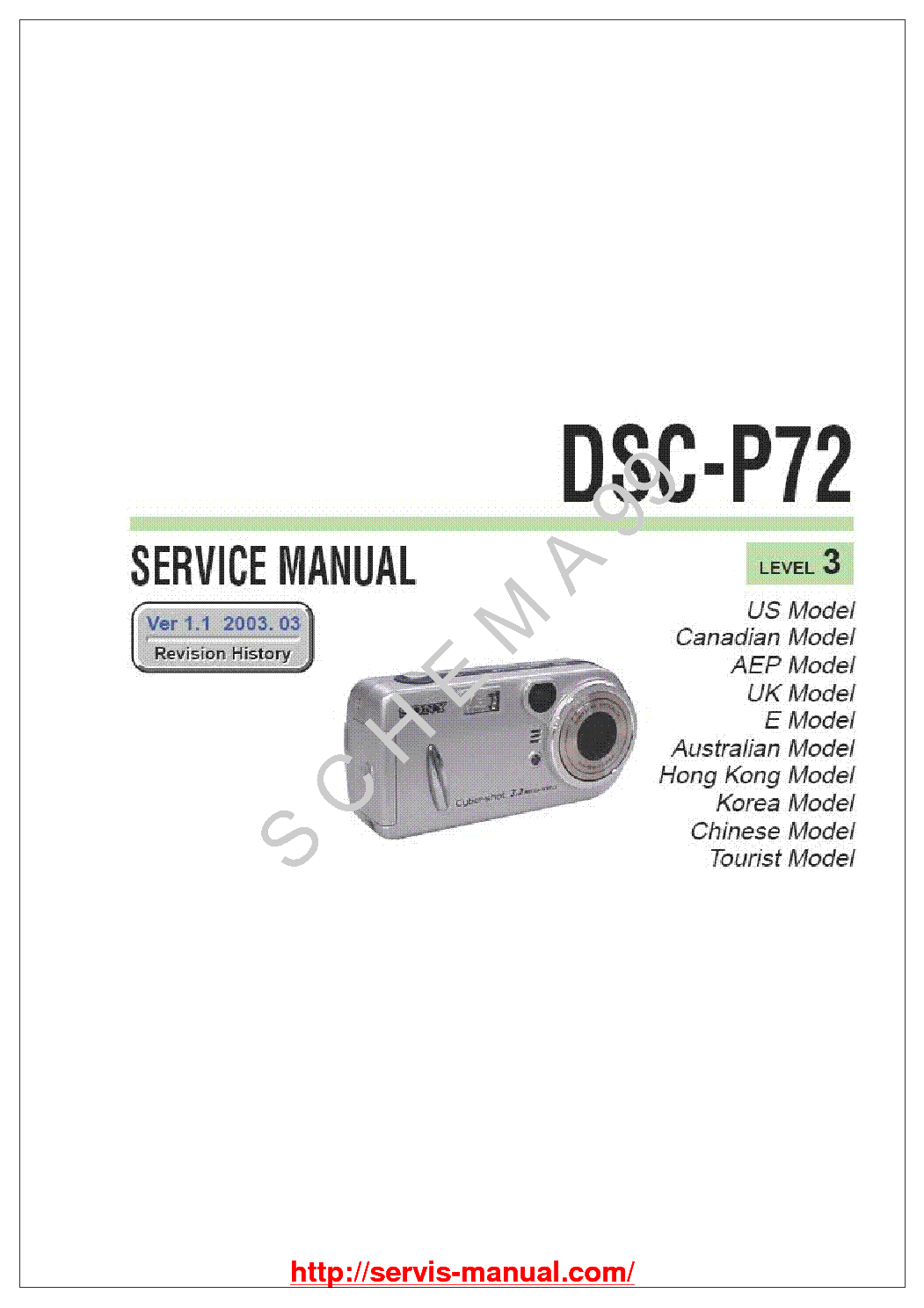 SONY DSC-P72 LEVEL-3 VER-1.1 service manual