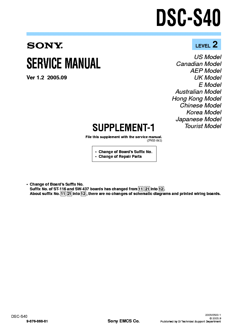 SONY DSC-S40 SUPP LEVEL-2 VER-1.2 service manual