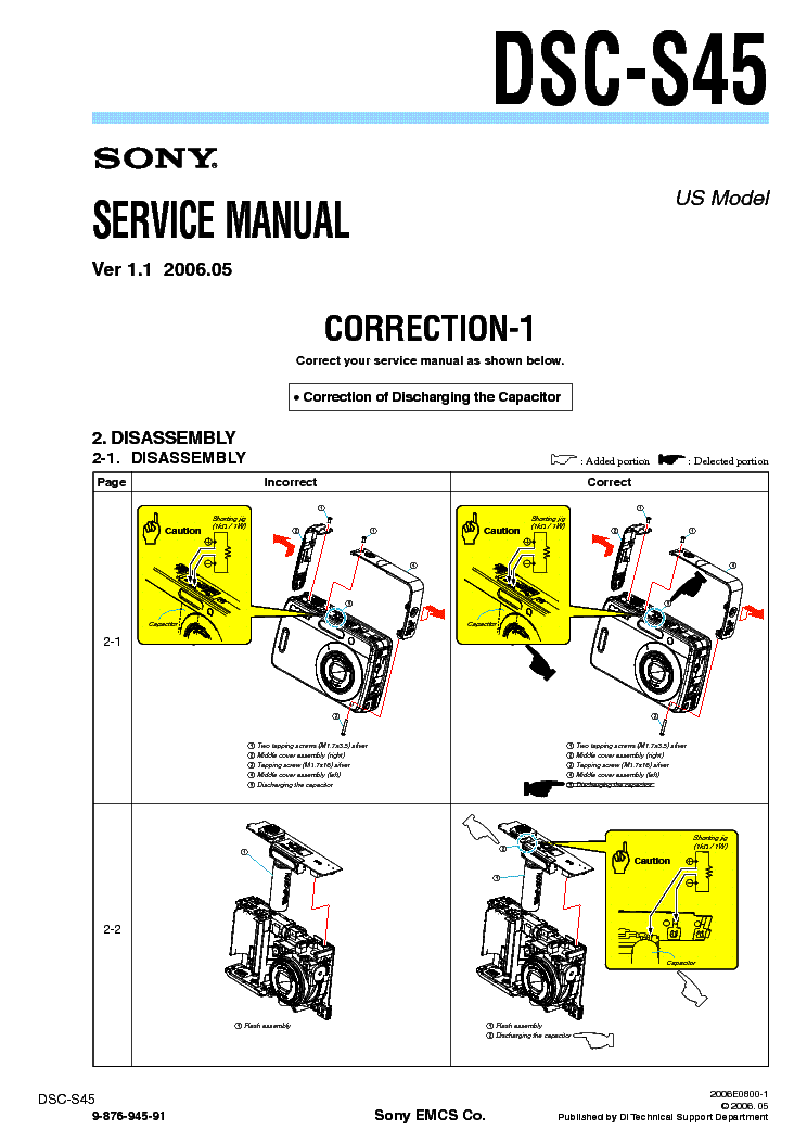 SONY DSC-S45 CORR VER-1.1 service manual
