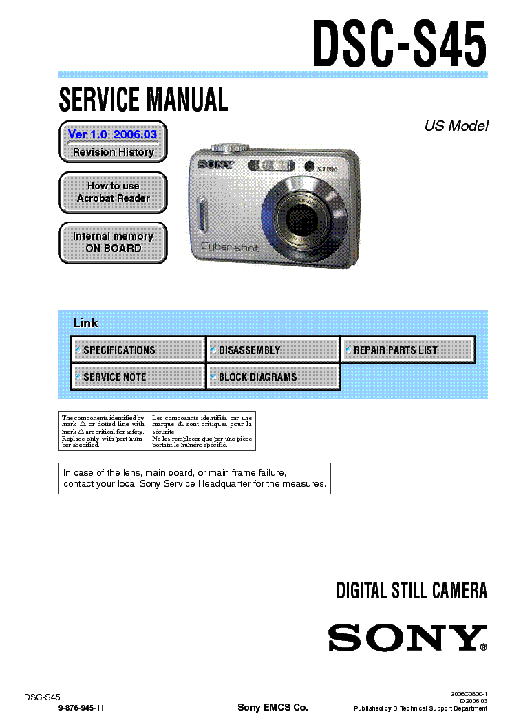 SONY DSC-S45 VER-1.0 service manual