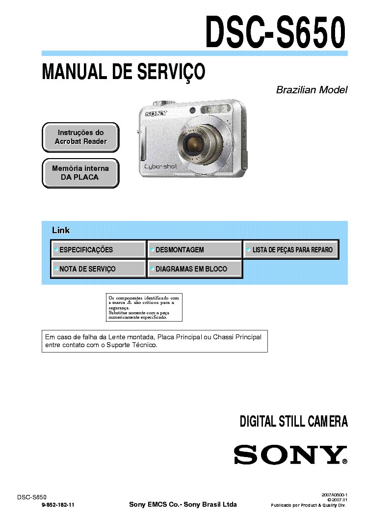 SONY DSC-S650 BR service manual