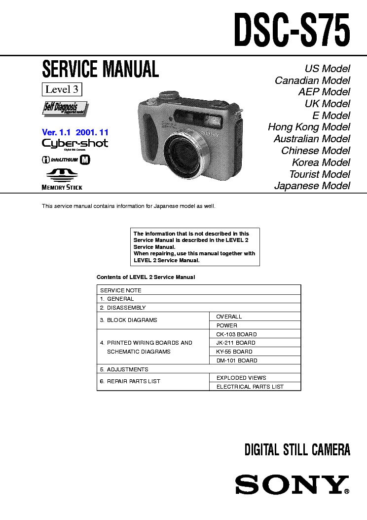SONY DSC-S75 LEVEL-3 VER-1.1 service manual