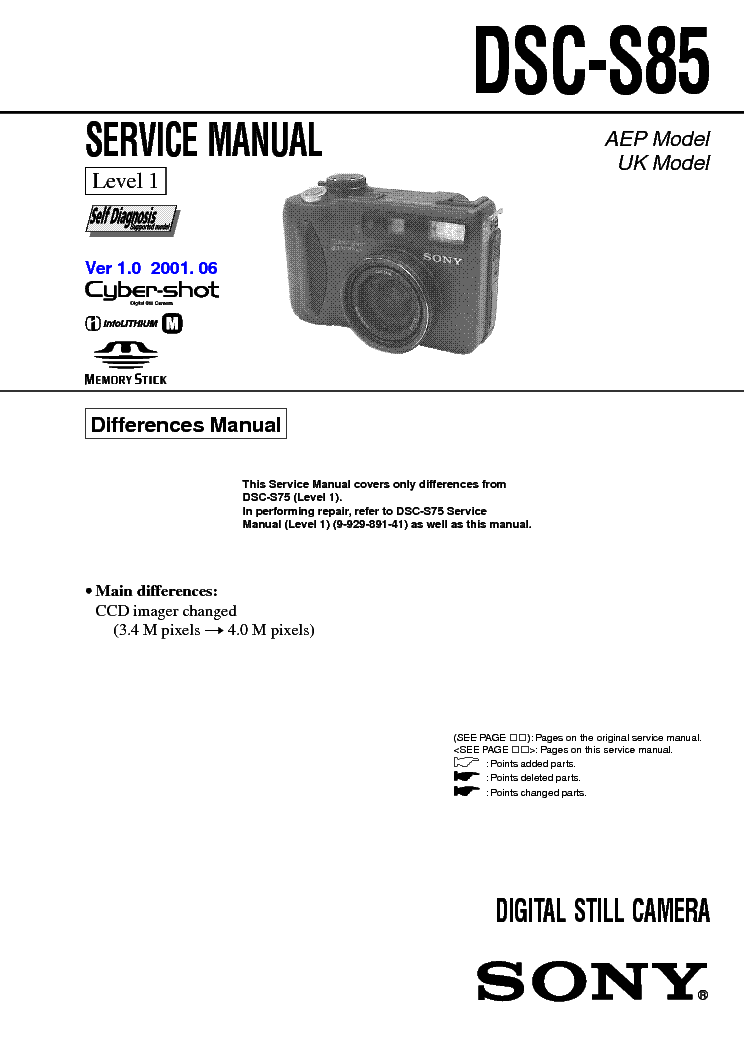 SONY DSC-S85 service manual