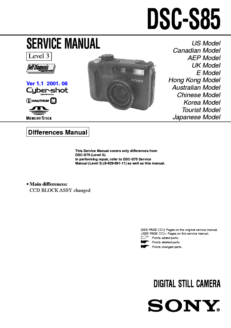 SONY DSC-S85 LEVEL-3 VER-1.1 service manual