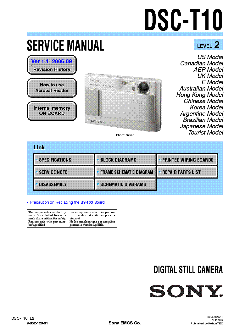 SONY DSC-T10 LEVEL-2 VER-1.1 service manual